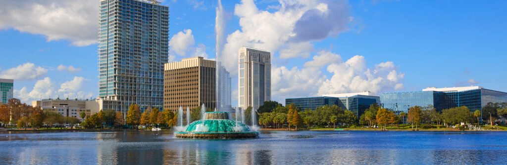 Orlando skyline from Lake Eola Park.